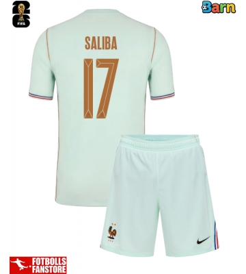 Frankrike William Saliba #17 Bortatröja Barn VM 2026 Kortärmad (+ Korta byxor)