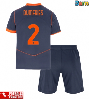 Inter Milan Denzel Dumfries #2 Tredje Tröja Barn 2025-26 Kortärmad (+ Korta byxor)