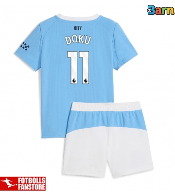 Manchester City Jeremy Doku #11 Hemmatröja Barn 2025-26 Kortärmad (+ Korta byxor)