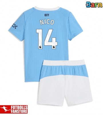 Manchester City Nico Gonzalez #14 Hemmatröja Barn 2025-26 Kortärmad (+ Korta byxor)