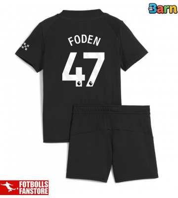 Manchester City Phil Foden #47 Bortatröja Barn 2025-26 Kortärmad (+ Korta byxor)