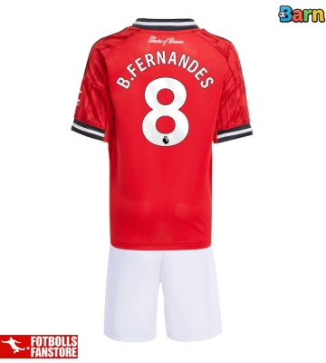 Manchester United Bruno Fernandes #8 Hemmatröja Barn 2025-26 Kortärmad (+ Korta byxor)