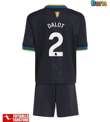 Manchester United Diogo Dalot #2 Tredje Tröja Barn 2025-26 Kortärmad (+ Korta byxor)