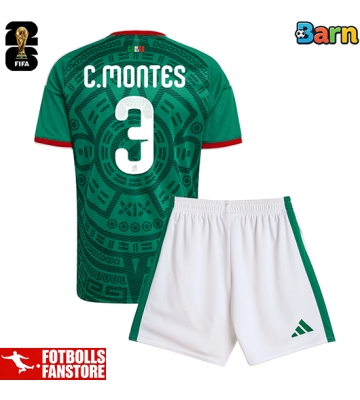 Mexiko Cesar Montes #3 Hemmatröja Barn VM 2026 Kortärmad (+ Korta byxor)