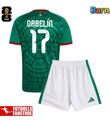 Mexiko Orbelin Pineda #17 Hemmatröja Barn VM 2026 Kortärmad (+ Korta byxor)