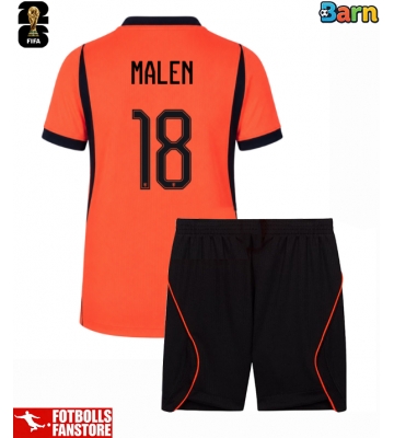 Nederländerna Donyell Malen #18 Hemmatröja Barn VM 2026 Kortärmad (+ Korta byxor)