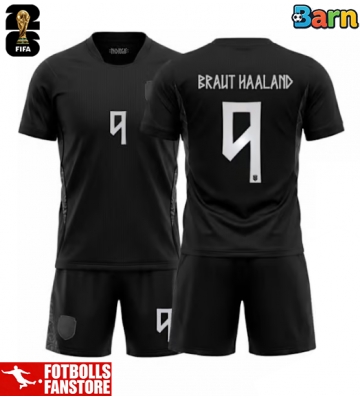 Norge Erling Haaland #9 Bortatröja Barn VM 2026 Kortärmad (+ Korta byxor)