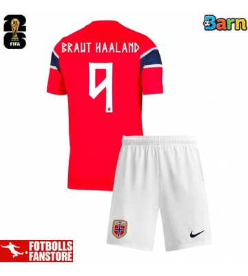 Norge Erling Haaland #9 Hemmatröja Barn VM 2026 Kortärmad (+ Korta byxor)