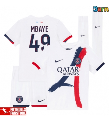 Paris Saint-Germain Ibrahim Mbaye #49 Bortatröja Barn 2025-26 Kortärmad (+ Korta byxor)
