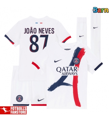 Paris Saint-Germain Joao Neves #87 Bortatröja Barn 2025-26 Kortärmad (+ Korta byxor)