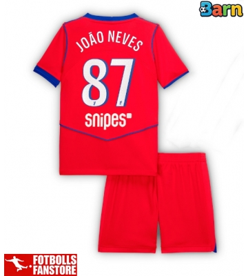 Paris Saint-Germain Joao Neves #87 Tredje Tröja Barn 2025-26 Kortärmad (+ Korta byxor)