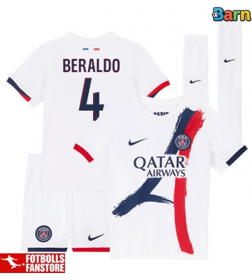 Paris Saint-Germain Lucas Beraldo #4 Bortatröja Barn 2025-26 Kortärmad (+ Korta byxor)
