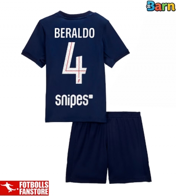 Paris Saint-Germain Lucas Beraldo #4 Hemmatröja Barn 2025-26 Kortärmad (+ Korta byxor)