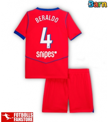 Paris Saint-Germain Lucas Beraldo #4 Tredje Tröja Barn 2025-26 Kortärmad (+ Korta byxor)