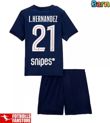 Paris Saint-Germain Lucas Hernandez #21 Hemmatröja Barn 2025-26 Kortärmad (+ Korta byxor)