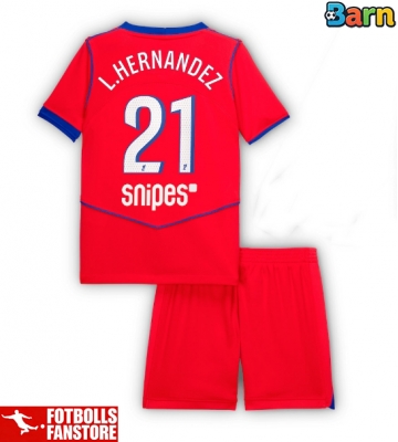 Paris Saint-Germain Lucas Hernandez #21 Tredje Tröja Barn 2025-26 Kortärmad (+ Korta byxor)