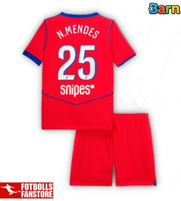 Paris Saint-Germain Nuno Mendes #25 Tredje Tröja Barn 2025-26 Kortärmad (+ Korta byxor)