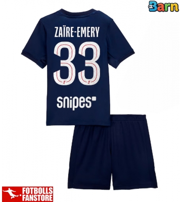 Paris Saint-Germain Warren Zaire-Emery #33 Hemmatröja Barn 2025-26 Kortärmad (+ Korta byxor)