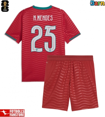 Portugal Nuno Mendes #25 Hemmatröja Barn VM 2026 Kortärmad (+ Korta byxor)