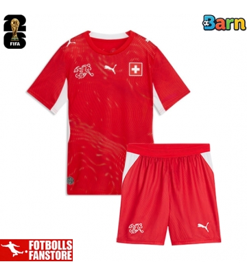 Schweiz Hemmatröja Barn VM 2026 Kortärmad (+ Korta byxor)