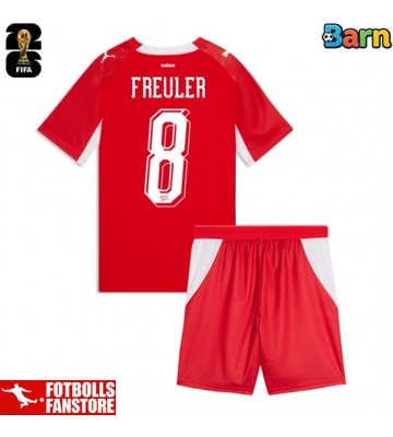 Schweiz Remo Freuler #8 Hemmatröja Barn VM 2026 Kortärmad (+ Korta byxor)