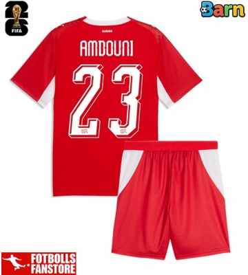 Schweiz Zeki Amdouni #23 Hemmatröja Barn VM 2026 Kortärmad (+ Korta byxor)