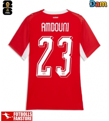 Schweiz Zeki Amdouni #23 Hemmatröja Dam VM 2026 Kortärmad