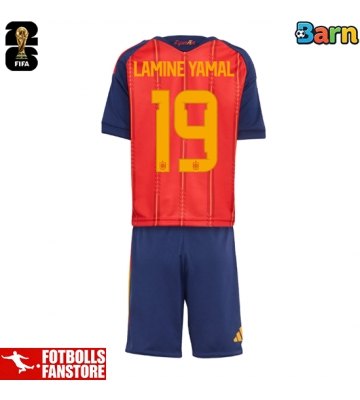 Spanien Lamine Yamal #19 Hemmatröja Barn VM 2026 Kortärmad (+ Korta byxor)