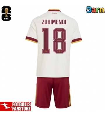 Spanien Martin Zubimendi #18 Bortatröja Barn VM 2026 Kortärmad (+ Korta byxor)
