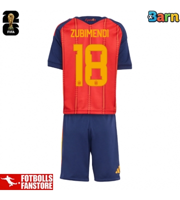 Spanien Martin Zubimendi #18 Hemmatröja Barn VM 2026 Kortärmad (+ Korta byxor)