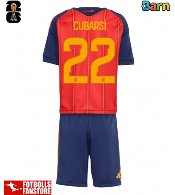 Spanien Pau Cubarsi #22 Hemmatröja Barn VM 2026 Kortärmad (+ Korta byxor)