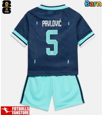 Tyskland Aleksandar Pavlovic #5 Bortatröja Barn VM 2026 Kortärmad (+ Korta byxor)