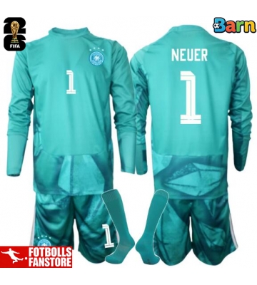Tyskland Manuel Neuer #1 Målvakt Hemmatröja Barn VM 2026 Långärmad (+ Korta byxor)