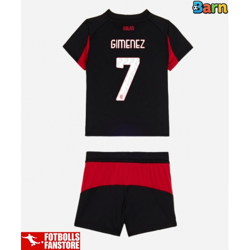 AC Milan Santiago Gimenez #7 Hemmatröja Barn 2025-26 Kortärmad (+ Korta byxor)