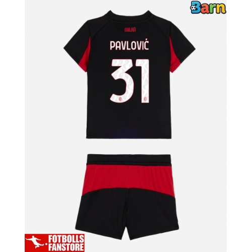 AC Milan Strahinja Pavlovic #31 Hemmatröja Barn 2025-26 Kortärmad (+ Korta byxor)