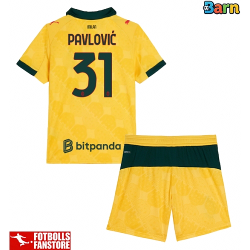 AC Milan Strahinja Pavlovic #31 Tredje Tröja Barn 2025-26 Kortärmad (+ Korta byxor)
