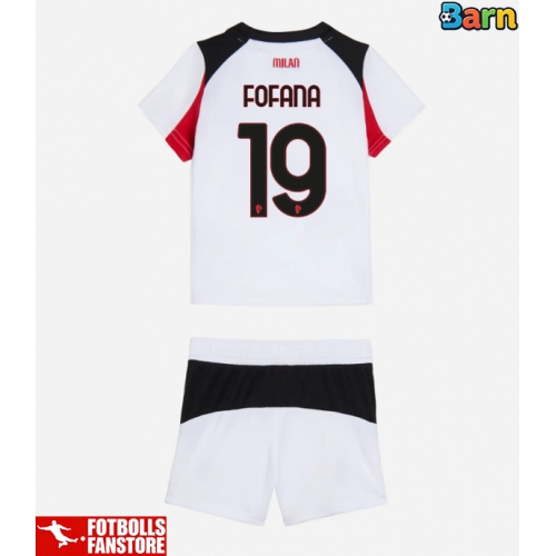 AC Milan Youssouf Fofana #19 Bortatröja Barn 2025-26 Kortärmad (+ Korta byxor)