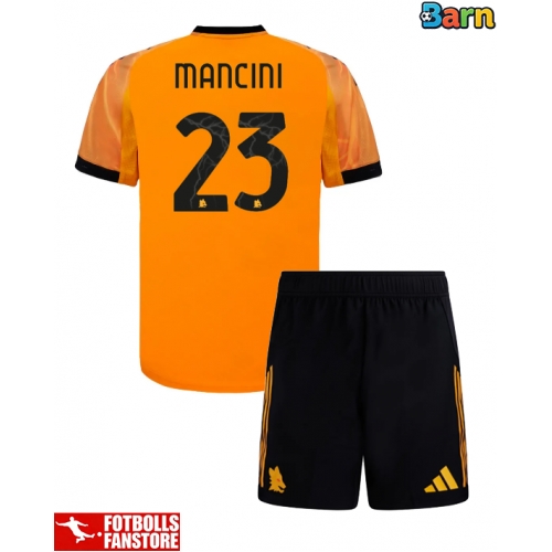 AS Roma Gianluca Mancini #23 Bortatröja Barn 2025-26 Kortärmad (+ Korta byxor)
