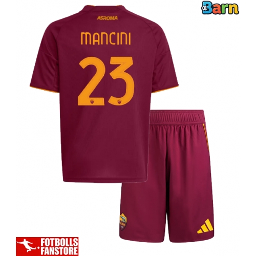 AS Roma Gianluca Mancini #23 Hemmatröja Barn 2025-26 Kortärmad (+ Korta byxor)