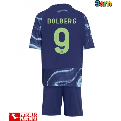 Ajax Kasper Dolberg #9 Bortatröja Barn 2025-26 Kortärmad (+ Korta byxor)