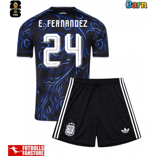 Argentina Enzo Fernandez #24 Bortatröja Barn VM 2026 Kortärmad (+ Korta byxor)