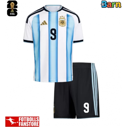 Argentina Julian Alvarez #9 Hemmatröja Barn VM 2026 Kortärmad (+ Korta byxor)