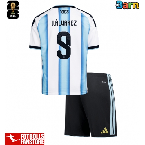 Argentina Julian Alvarez #9 Hemmatröja Barn VM 2026 Kortärmad (+ Korta byxor)