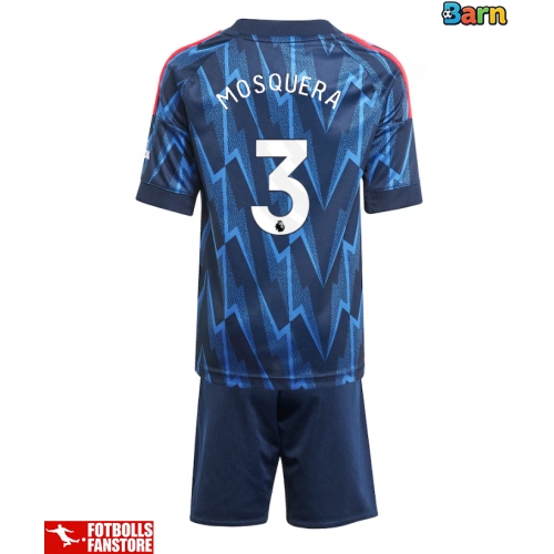 Arsenal Cristhian Mosquera #3 Bortatröja Barn 2025-26 Kortärmad (+ Korta byxor)