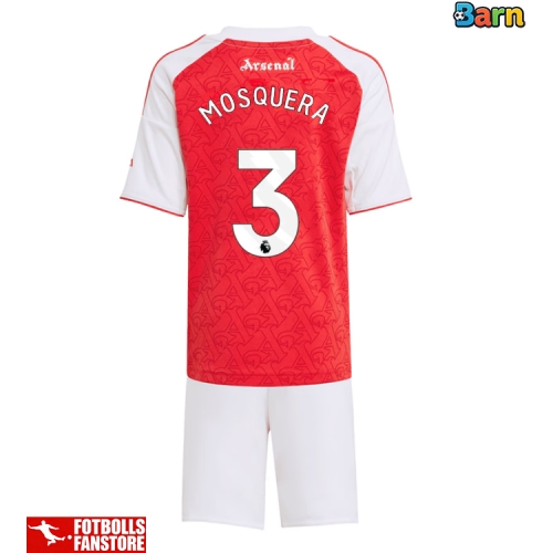 Arsenal Cristhian Mosquera #3 Hemmatröja Barn 2025-26 Kortärmad (+ Korta byxor)