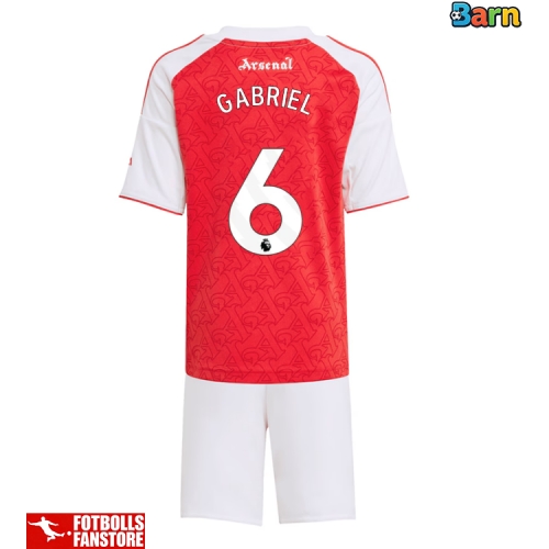Arsenal Gabriel Magalhaes #6 Hemmatröja Barn 2025-26 Kortärmad (+ Korta byxor)