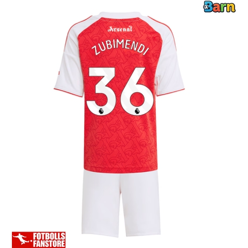 Arsenal Martin Zubimendi #36 Hemmatröja Barn 2025-26 Kortärmad (+ Korta byxor)
