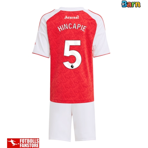 Arsenal Piero Hincapie #5 Hemmatröja Barn 2025-26 Kortärmad (+ Korta byxor)