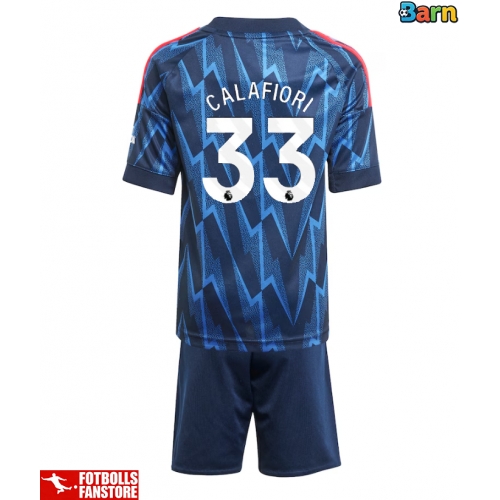 Arsenal Riccardo Calafiori #33 Bortatröja Barn 2025-26 Kortärmad (+ Korta byxor)