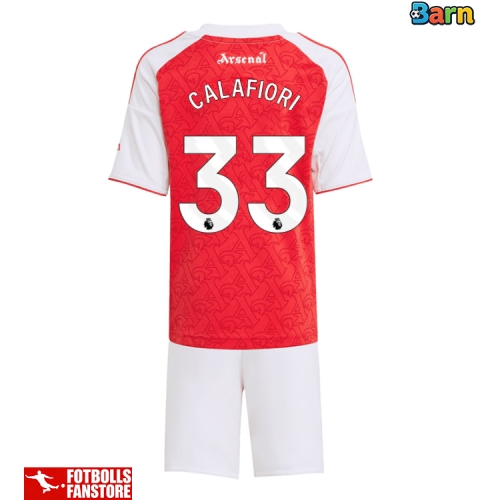 Arsenal Riccardo Calafiori #33 Hemmatröja Barn 2025-26 Kortärmad (+ Korta byxor)